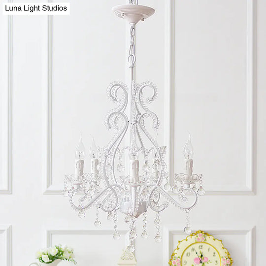 Nordic Style Crystal Chandelier For Girls Bedroom: Elegant Pendant Lighting With Candle Element