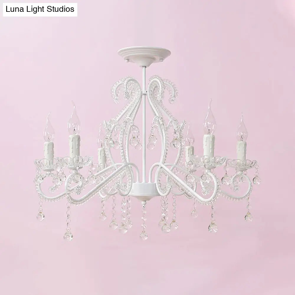 Nordic Style Crystal Chandelier For Girls Bedroom: Elegant Pendant Lighting With Candle Element