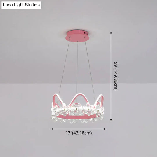 Nordic Style Crystal Pendant Light With 1 Suspended Crown For Living Room