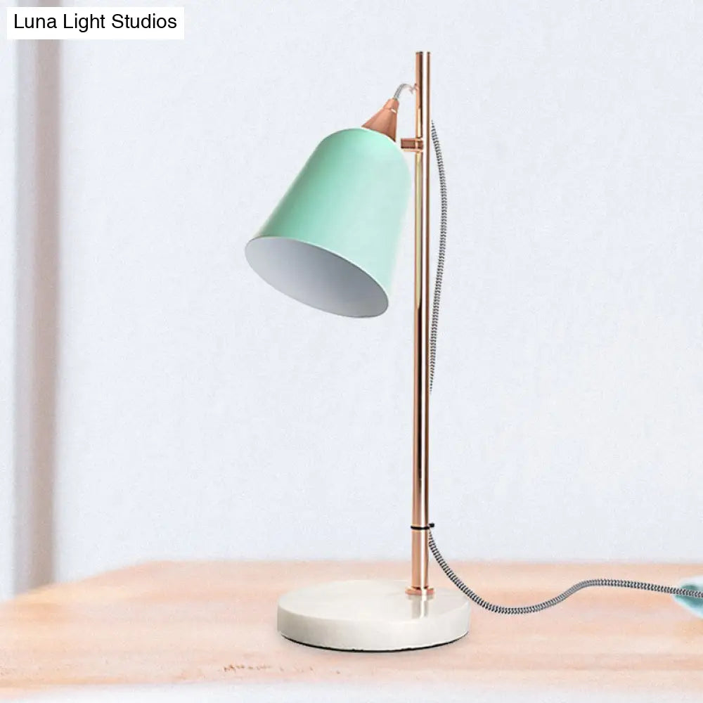 Nordic Style Cup Shaped Gray/Pink Desk Lamp With Marble Base - Perfect For Study Room