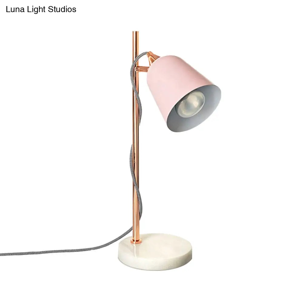 Nordic Style Cup Shaped Gray/Pink Desk Lamp With Marble Base - Perfect For Study Room