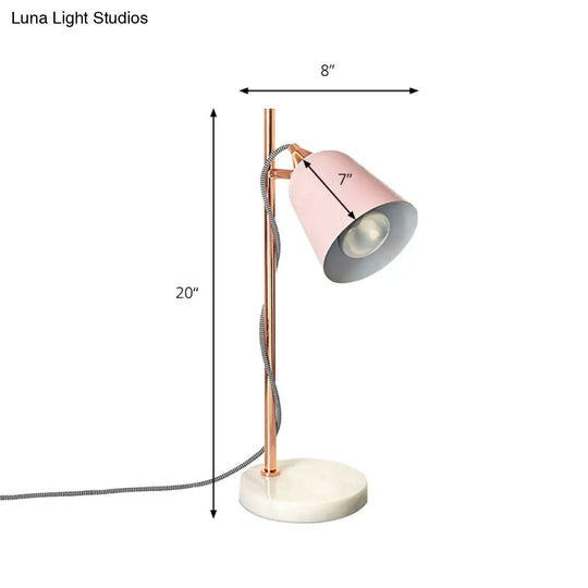 Nordic Style Cup Shaped Gray/Pink Desk Lamp With Marble Base - Perfect For Study Room