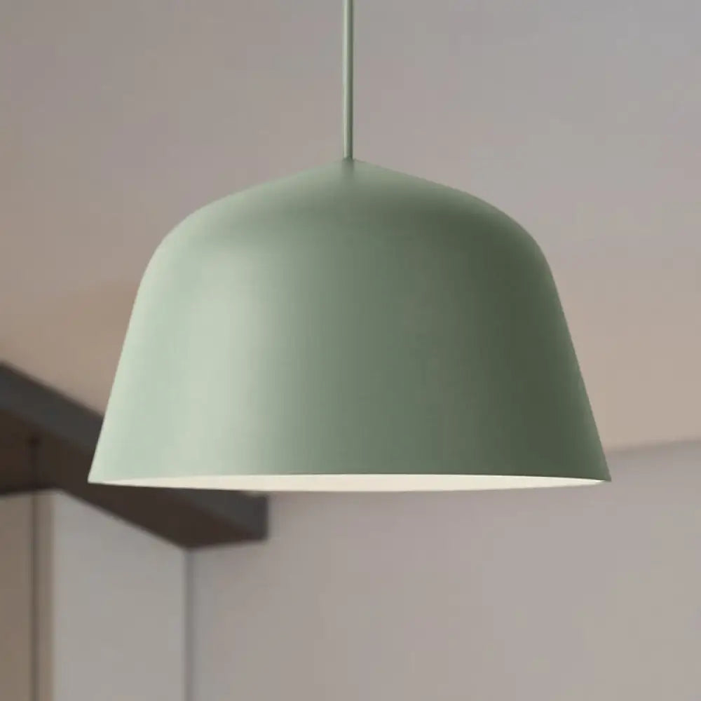 Nordic Style Dome Hanging Shade Ceiling 1 Light Metal Pendant Lamp In Black/Green For Bedroom Green