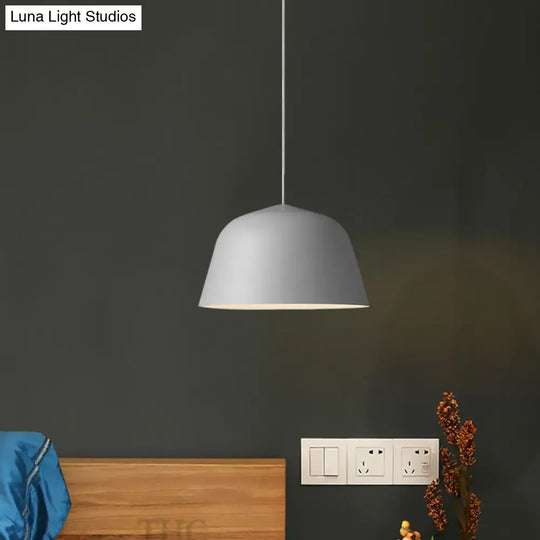 Nordic Style Dome Hanging Ceiling Light - 10/16 Dia Metal Pendant Lamp In Black/Green For Bedroom