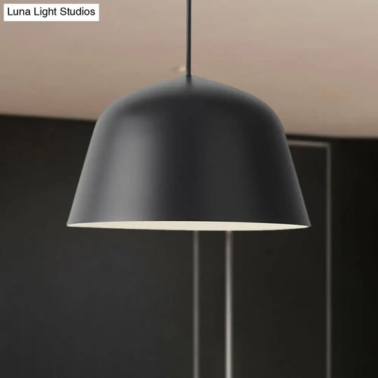 Nordic Style Dome Hanging Shade Ceiling 1 Light Metal Pendant Lamp In Black/Green For Bedroom