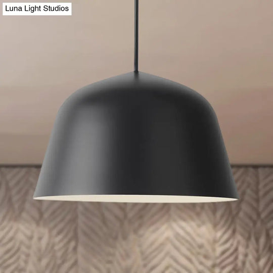 Nordic Style Dome Hanging Ceiling Light - 10/16 Dia Metal Pendant Lamp In Black/Green For Bedroom