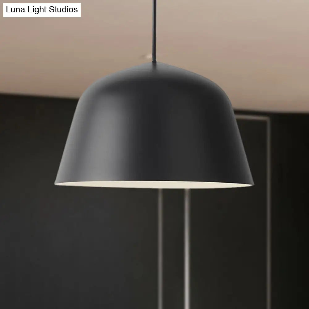 Nordic Style Dome Hanging Ceiling Light - 10/16 Dia Metal Pendant Lamp In Black/Green For Bedroom