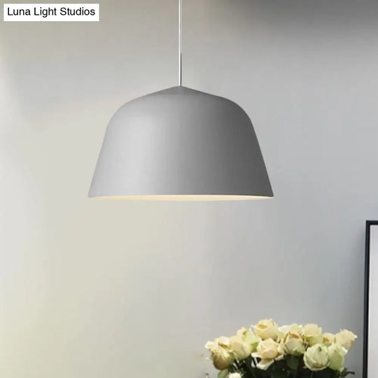 Nordic Style Dome Hanging Ceiling Light - 10/16 Dia Metal Pendant Lamp In Black/Green For Bedroom