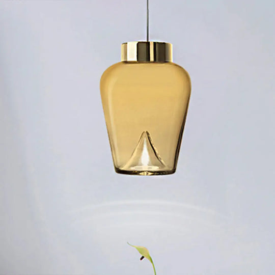 Nordic Style Dome Pendant Lighting: Tan/Clear/Smoky Glass 1-Light Hanging Ceiling Lamp In Warm