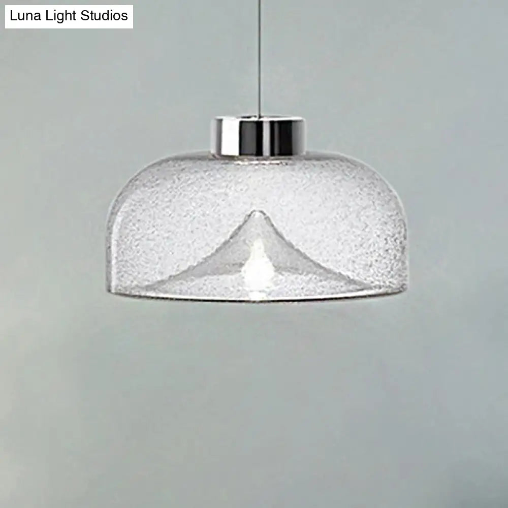 Nordic Style Dome Pendant Lighting: Tan/Clear/Smoky Glass 1-Light Hanging Ceiling Lamp In Warm Light