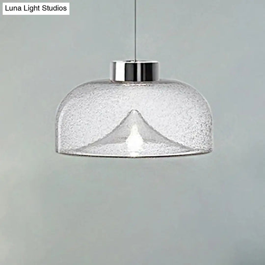 Nordic Style Dome Pendant Lighting: Tan/Clear/Smoky Glass 1-Light Hanging Ceiling Lamp In Warm Light