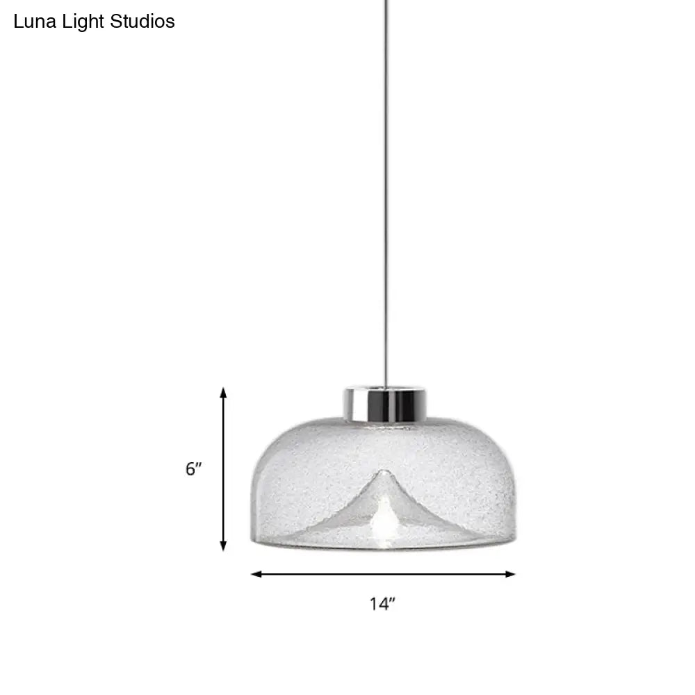 Nordic Style Dome Pendant Lighting: Tan/Clear/Smoky Glass 1-Light Hanging Ceiling Lamp In Warm Light