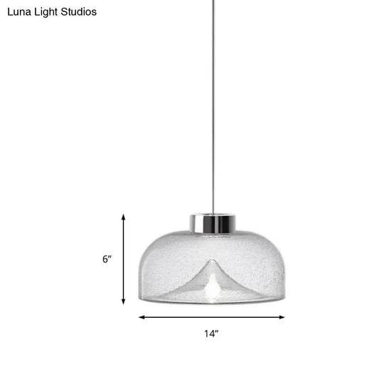 Nordic Style Dome Pendant Lighting: Tan/Clear/Smoky Glass 1-Light Hanging Ceiling Lamp In Warm Light