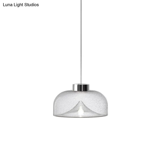 Nordic Style Dome Pendant Lighting: Tan/Clear/Smoky Glass 1-Light Hanging Ceiling Lamp In Warm Light