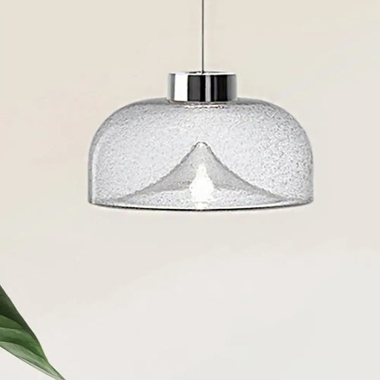 Nordic Style Dome Pendant Lighting: Tan/Clear/Smoky Glass 1-Light Hanging Ceiling Lamp In Warm