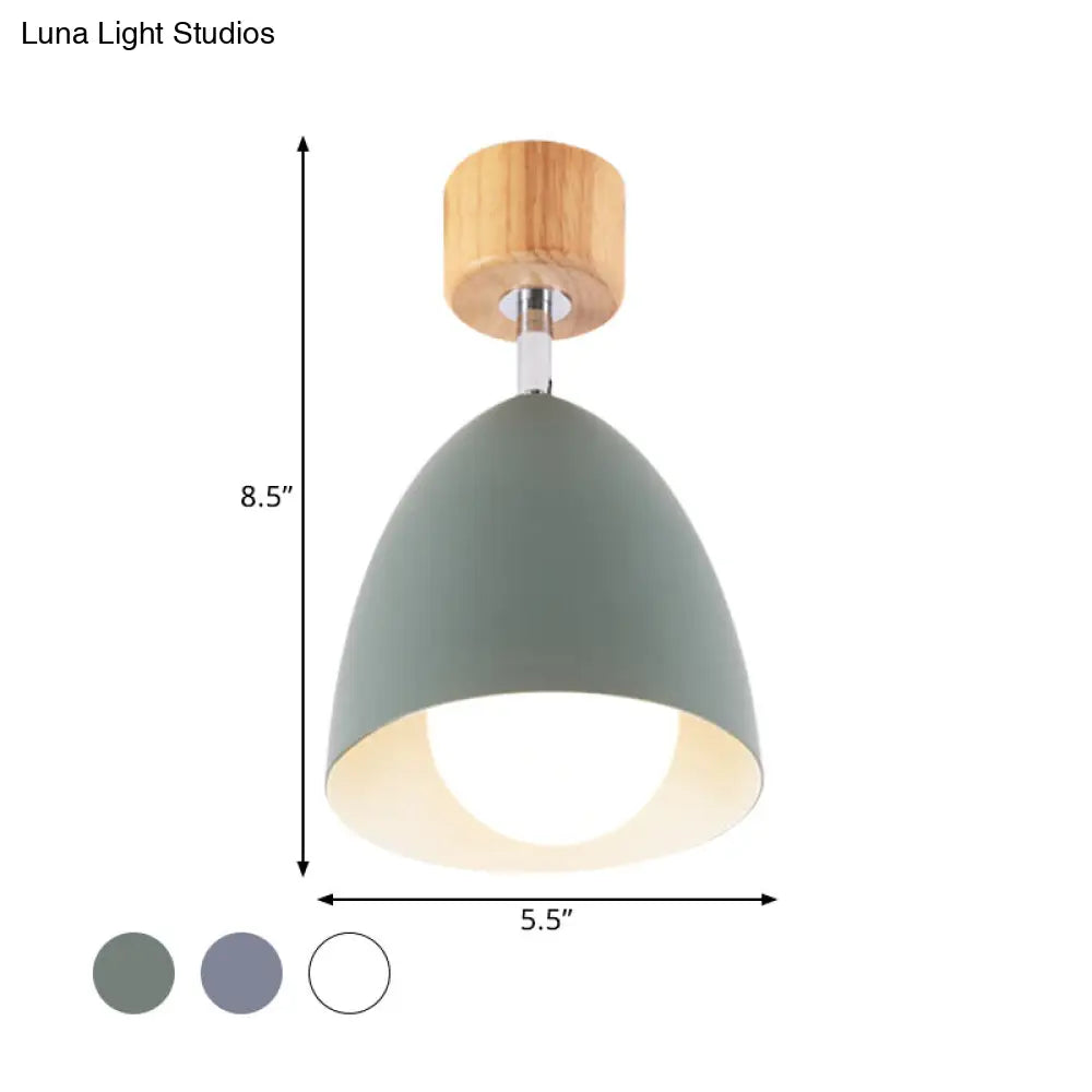 Nordic Style Dome Semi Flush Ceiling Light - Metal Rotatable Lamp For Bedroom In Grey/White