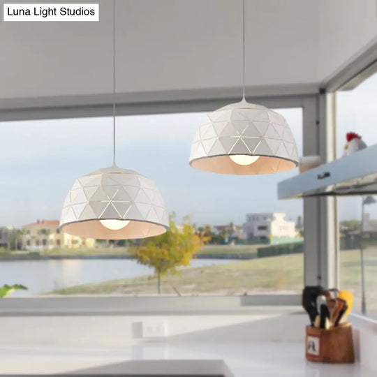 Modern Nordic Dome Ceiling Light In Black/White For Coffee Shop - 12/14 W 1-Light