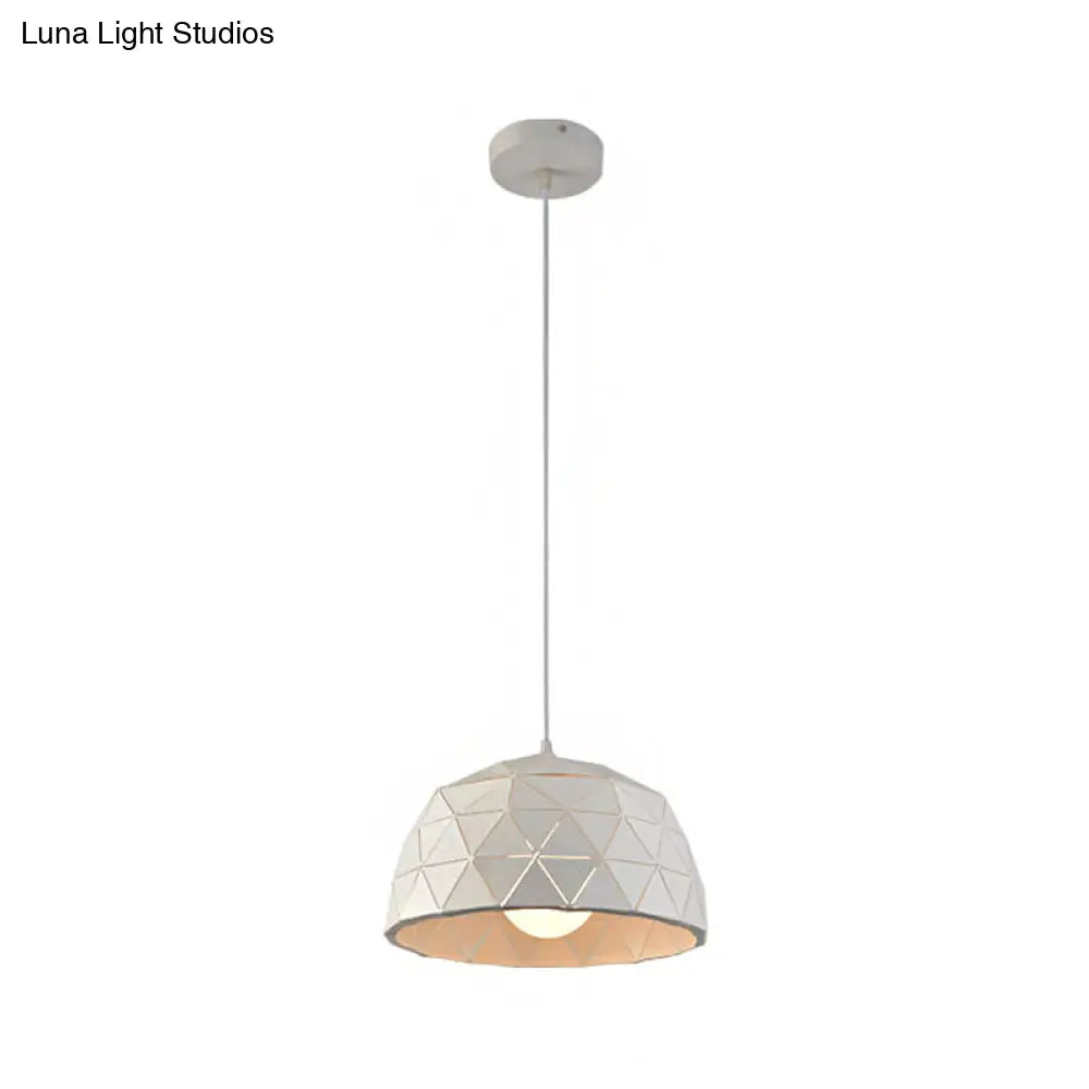 Nordic Style Domed Ceiling Light Fixture - 12’/14’ 1-Light Pendant In Black/White For Coffee Shop