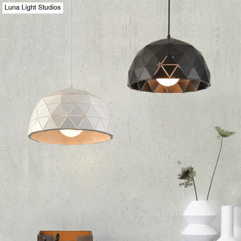 Nordic Style Domed Ceiling Light Fixture - 12’/14’ 1-Light Pendant In Black/White For Coffee Shop