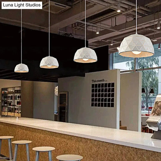 Modern Nordic Dome Ceiling Light In Black/White For Coffee Shop - 12/14 W 1-Light White / 12