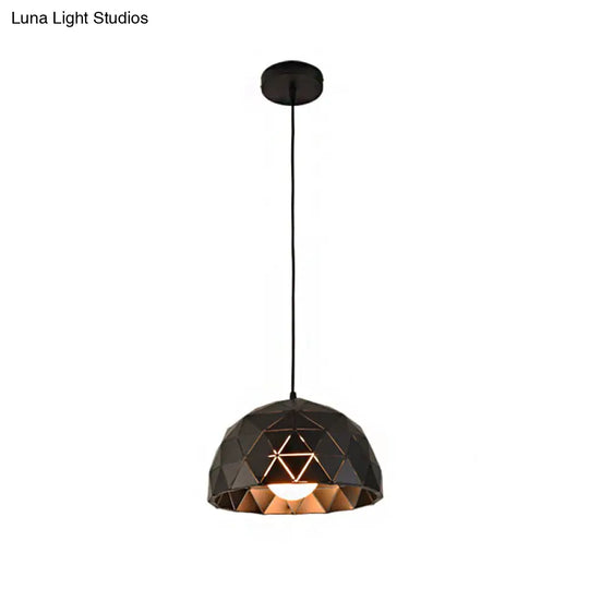 Modern Nordic Dome Ceiling Light In Black/White For Coffee Shop - 12/14 W 1-Light