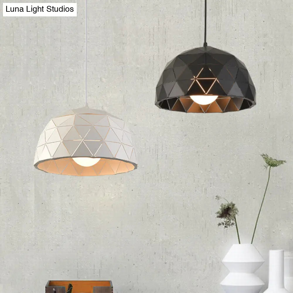 Modern Nordic Dome Ceiling Light In Black/White For Coffee Shop - 12/14 W 1-Light