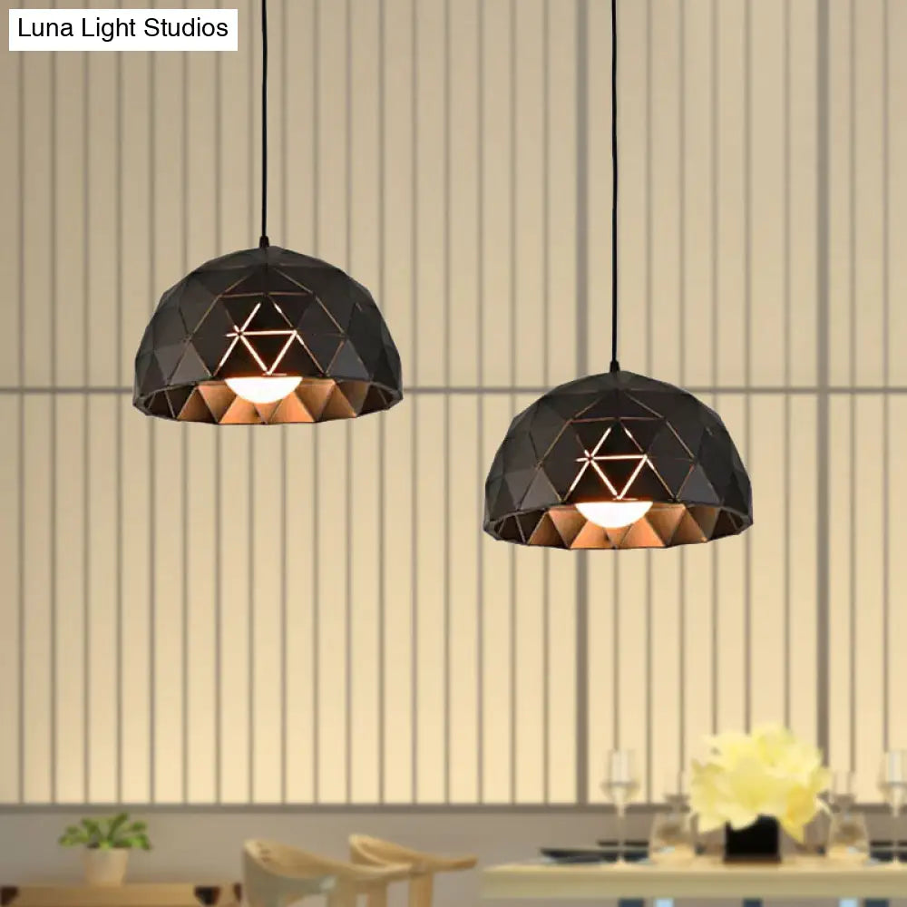 Modern Nordic Dome Ceiling Light In Black/White For Coffee Shop - 12/14 W 1-Light