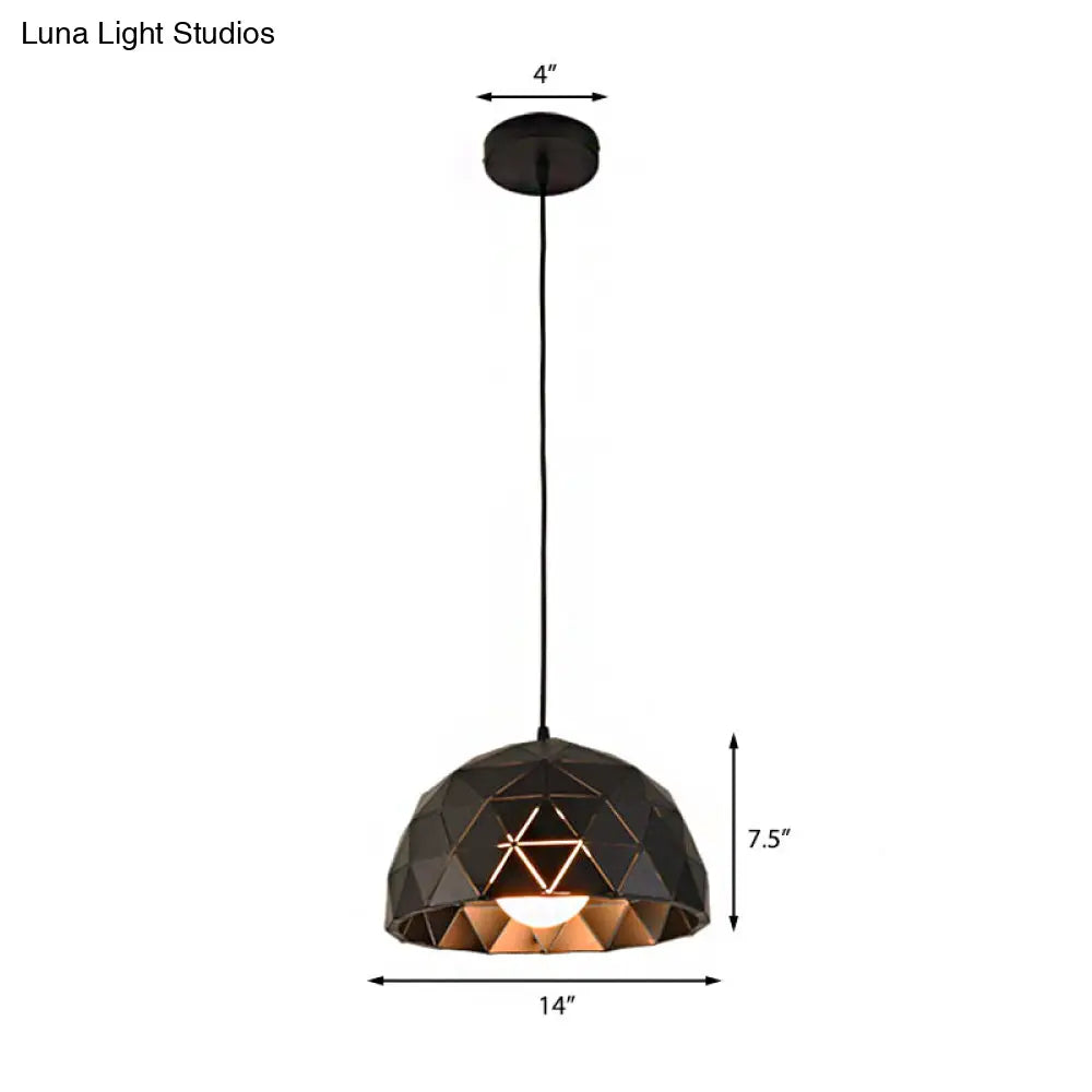 Nordic Style Domed Ceiling Light Fixture - 12’/14’ 1-Light Pendant In Black/White For Coffee Shop