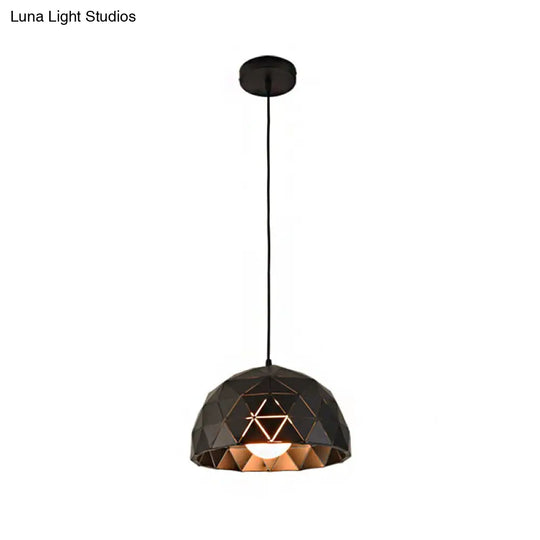 Nordic Style Domed Ceiling Light Fixture - 12’/14’ 1-Light Pendant In Black/White For Coffee Shop