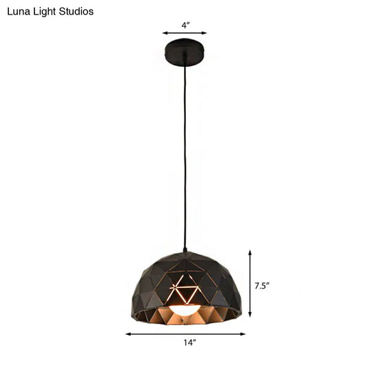 Modern Nordic Dome Ceiling Light In Black/White For Coffee Shop - 12/14 W 1-Light