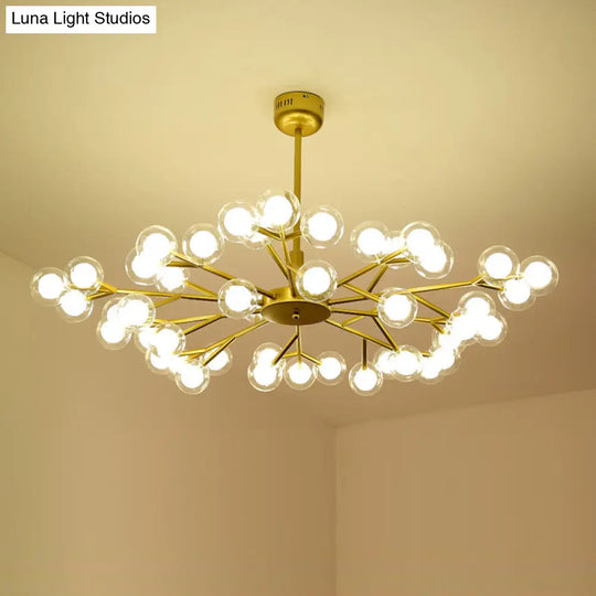 Glowworm Chandelier Light: Dual Glass Nordic Suspension Pendant For Living Room 45 / Gold