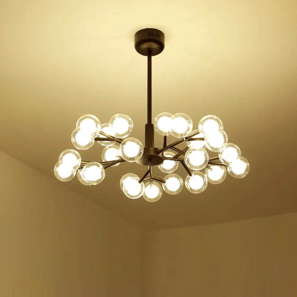Nordic Style Dual Glass Glowworm Chandelier Pendant Light For Living Room Suspension 25 / Black