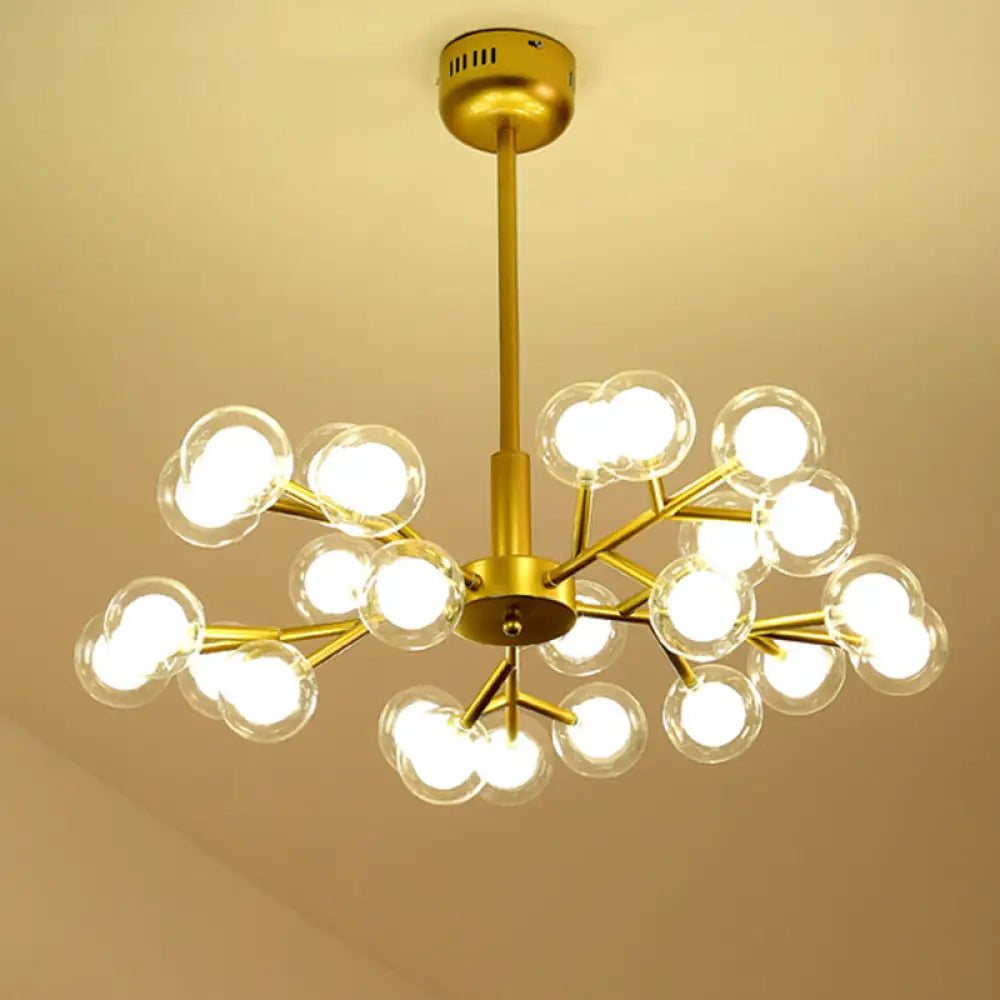 Nordic Style Dual Glass Glowworm Chandelier Pendant Light For Living Room Suspension 25 / Gold