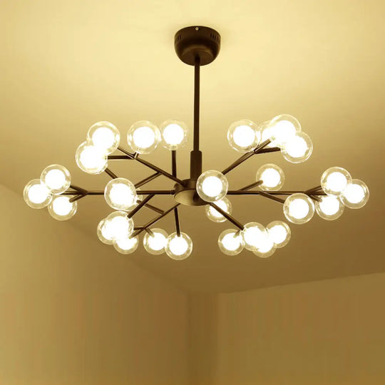 Nordic Style Dual Glass Glowworm Chandelier Pendant Light For Living Room Suspension 30 / Black