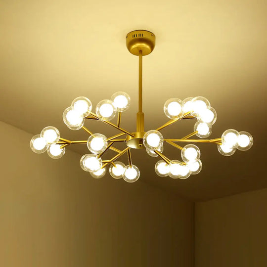 Nordic Style Dual Glass Glowworm Chandelier Pendant Light For Living Room Suspension 30 / Gold