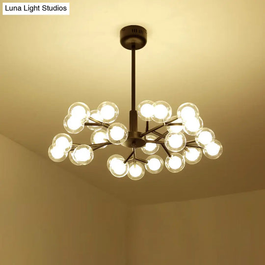 Glowworm Chandelier Light: Dual Glass Nordic Suspension Pendant For Living Room 25 / Black