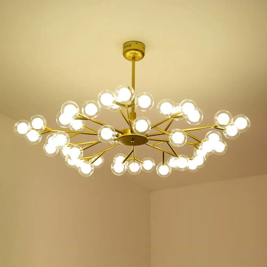 Nordic Style Dual Glass Glowworm Chandelier Pendant Light For Living Room Suspension 45 / Gold