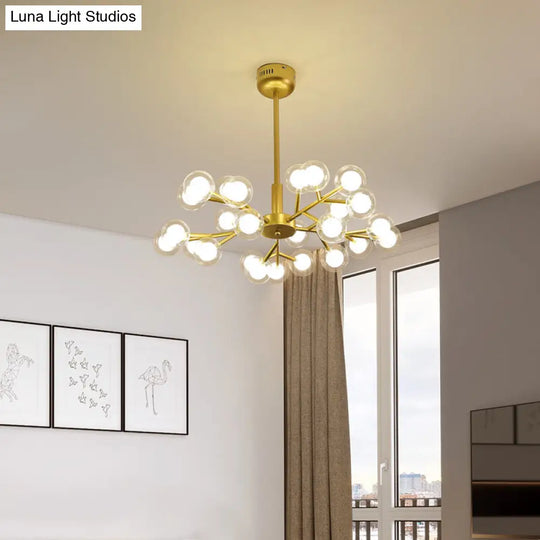 Glowworm Chandelier Light: Dual Glass Nordic Suspension Pendant For Living Room