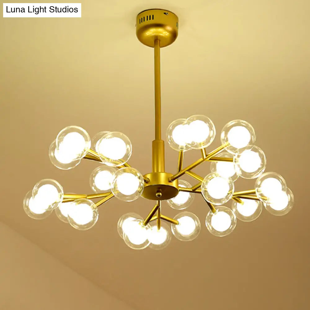 Glowworm Chandelier Light: Dual Glass Nordic Suspension Pendant For Living Room 25 / Gold