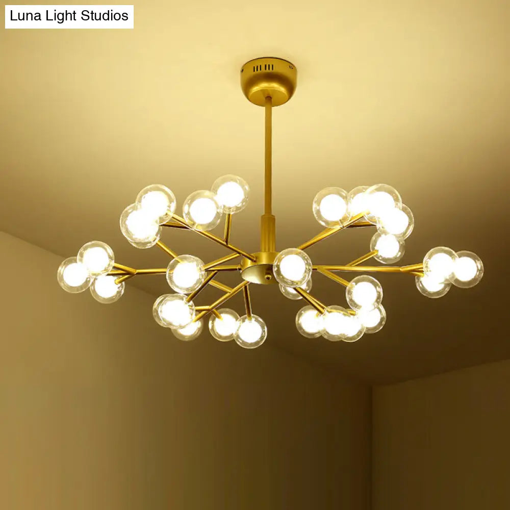 Glowworm Chandelier Light: Dual Glass Nordic Suspension Pendant For Living Room 30 / Gold