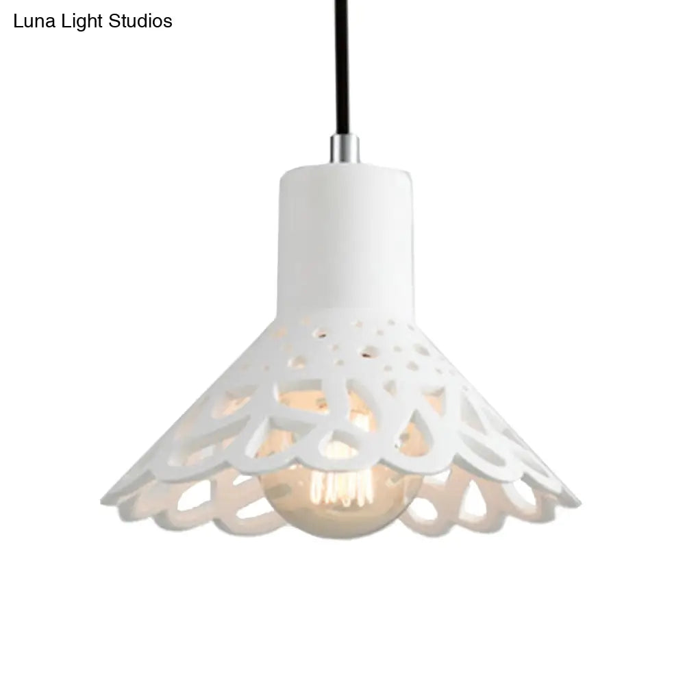 Nordic Style Concrete Pendant Lighting: Etched 1-Light Grey/White/Yellow Hanging Light With