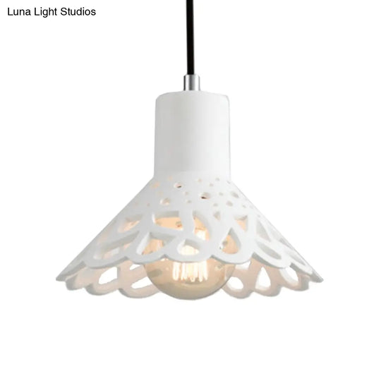 Nordic Style Concrete Pendant Lighting: Etched 1-Light Grey/White/Yellow Hanging Light With