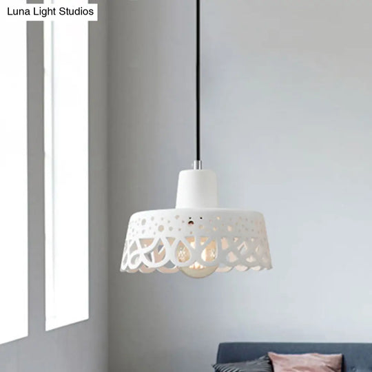 Nordic Style Etched Pendant Lighting: Concrete 1-Light Grey/White/Yellow With Geometric/Bell/Flared