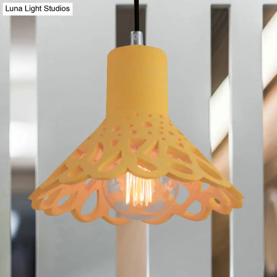 Nordic Style Concrete Pendant Lighting: Etched 1-Light Grey/White/Yellow Hanging Light With