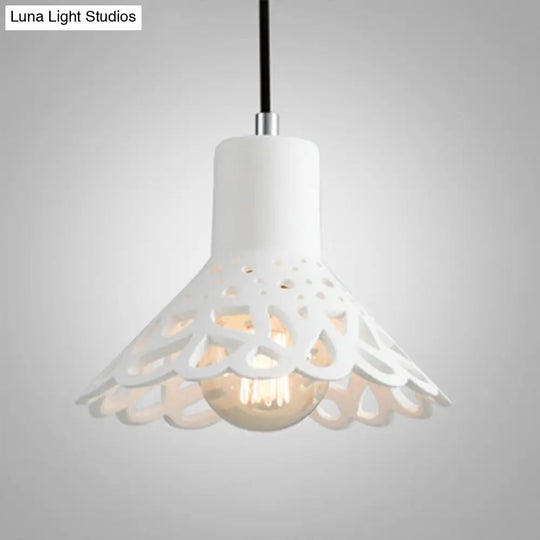 Nordic Style Etched Pendant Lighting: Concrete 1-Light Grey/White/Yellow With Geometric/Bell/Flared