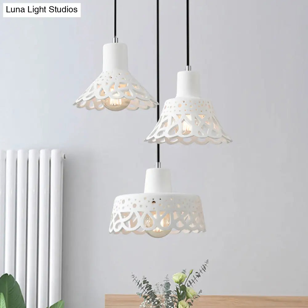 Nordic Style Concrete Pendant Lighting: Etched 1-Light Grey/White/Yellow Hanging Light With