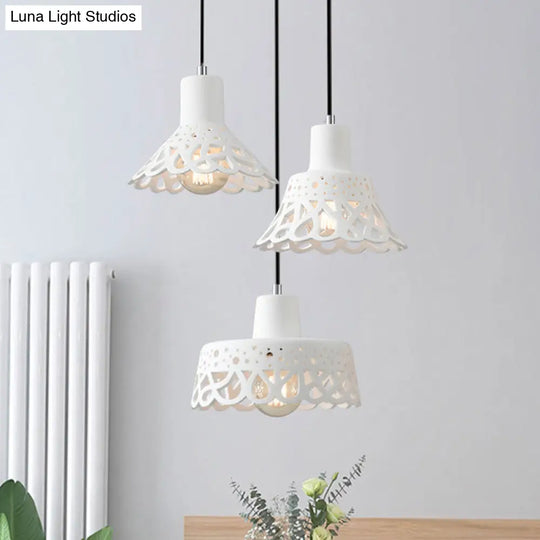 Nordic Style Concrete Pendant Lighting: Etched 1-Light Grey/White/Yellow Hanging Light With