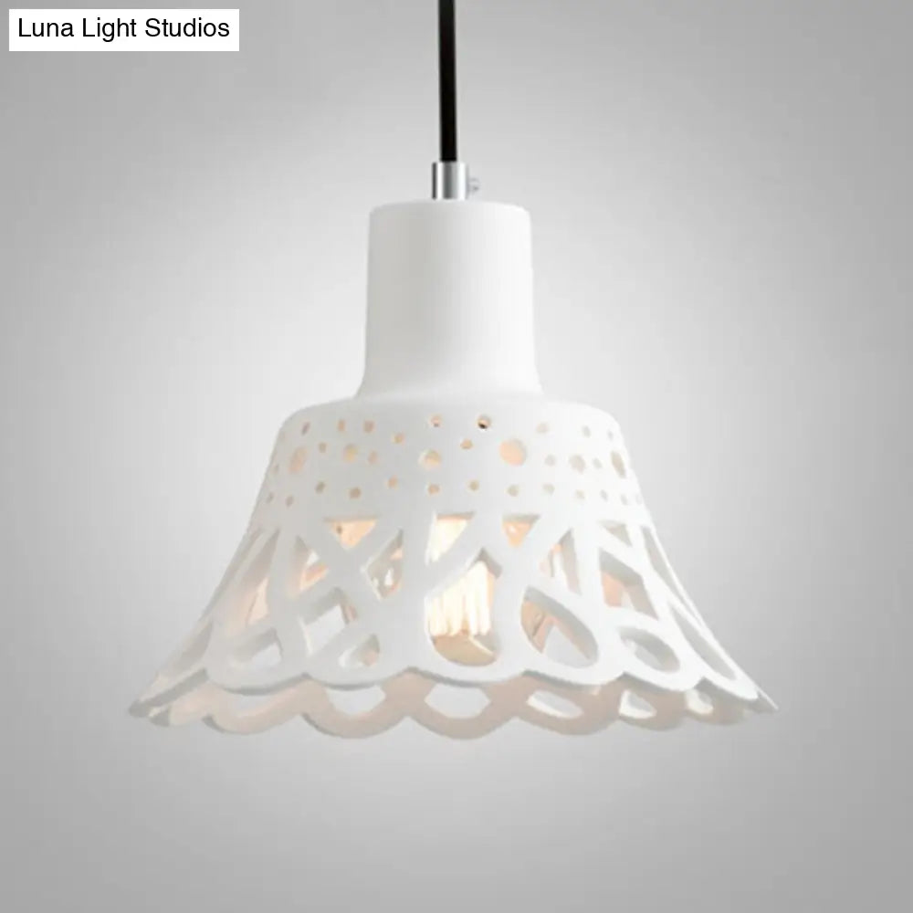 Nordic Style Concrete Pendant Lighting: Etched 1-Light Grey/White/Yellow Hanging Light With