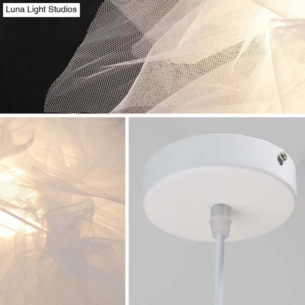 Nordic Style Fabric Flower Pendant Ceiling Light Perfect For Bedroom - 1 Hanging Fixture