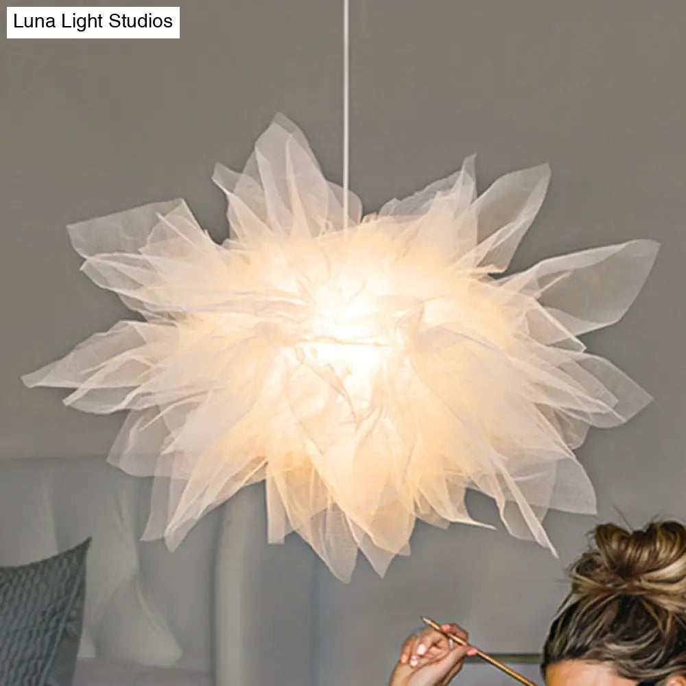 Nordic Style Fabric Flower Pendant Ceiling Light Perfect For Bedroom - 1 Hanging Fixture